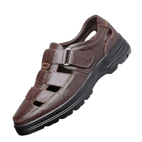 Men's Fisherman Sandals Closed Toe Anti-Slip Platform Adjustable Hook & Loop Strap Summer Hollow Sandals for Casual Outdoor Travel