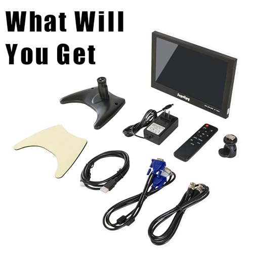 Image of 10.1 Inch Mini Small HDMI Monitor 1920x1200 16:10 IPS Metal Housing LCD Color Display Screen Support HDMI /VGA /AV /BNC Earphone Input Built-in Dual Speakers for PC Security CCTV Camera RasPi