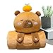 カピバラブランケット、柔らかく持ち運び可能なカピバラ型子供用昼寝マット、多目的快適なベッドスロー、オフィス、学校、旅行用の柔らかくて快適な旅行用枕、11.81x9.84インチ
