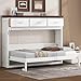 SOFTSEA Twin Size Murphy Bed Horizontal, Foldable Wall Bed Cabinet with Storage Drawers, Twin Hideaway Murphy Beds with Walnut Top for Small Spaces Guest Room Office, White