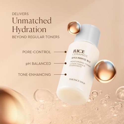 Image of The Face Shop Rice & Ceramide Moisturizing Toner 34ml | Hydrating Milky Face Toner with Rice Extract for Brightening & Glow | Korean Skincare | For All Skin Types