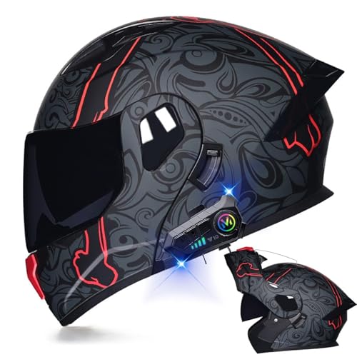Full-Face Flip-Up Motorcycle Helmet Motorcycle Bluetooth Modular Helmet DOT Certified