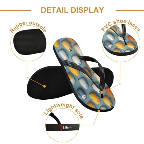 Flip Flop Sandals Funny Penguin Print for Women Men Beach Outdoor XS3