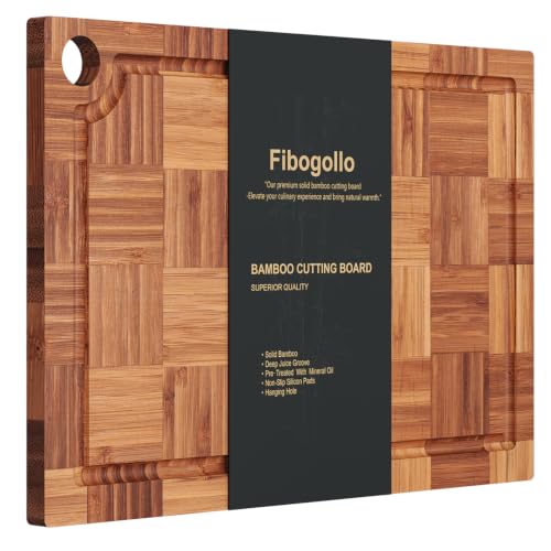 12" x 8" Fibogollo Bamboo End Grain Butcher Block Cutting Board