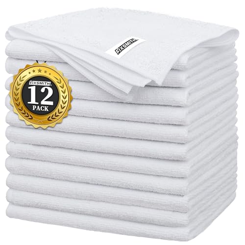 FIXSMITH White Microfiber Cleaning Cloth -Pack of 12, Highly Absorbent Cleaning Rags, 16