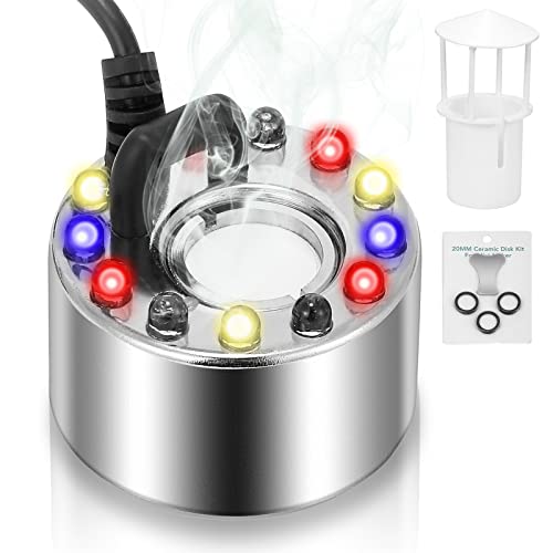 Hanchen 12LED 超音波霧発生装置 水位センサー ミストメーカー 350ml/h 交換用振動子2個/フロート/電源アダプター付き ミニ霧発生機 アクアリウム 水槽 池 築山 演出 屋内 屋外 雰囲気作り 植物 景観 造園用 日本語説明書付