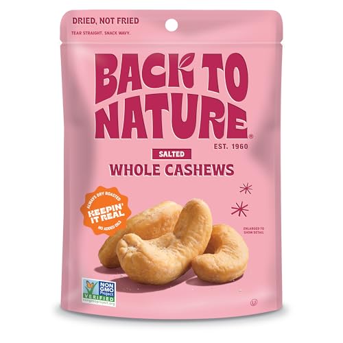 Back to Nature Jumbo Cashews - Dry Roasted with Sea Salt, Non-GMO High Protein Snacks, 9 Ounce (Pack of 9)