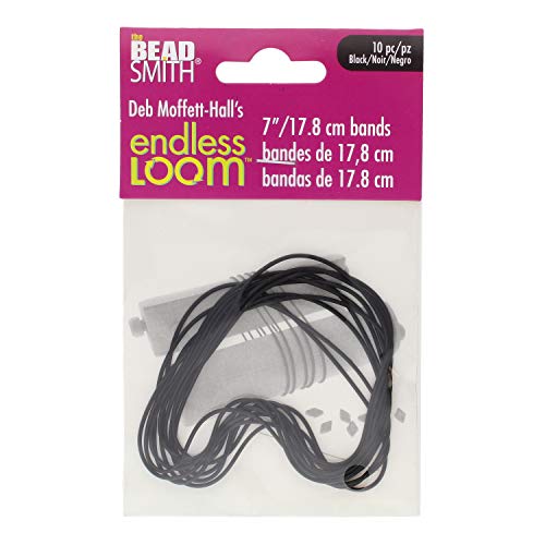 The Beadsmith Deb Moffett-Hall's Endless Loom Bands, 7 Inches Diameter, Pack of 10 Pieces, Black Color, Use with The Endless Loom