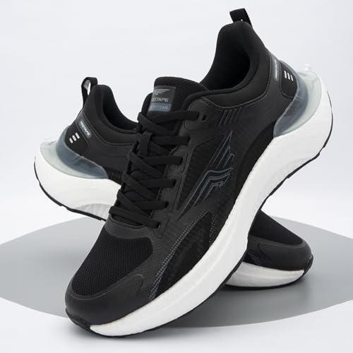 Image of Red Tape Men's Sneakers White Black Mesh Round Toe Lace-Up Easy Movement