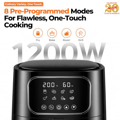 Image of ITALIA 4.5L Digital Air Fryer | Clear Window, 1200W, 8 Presets, For Home