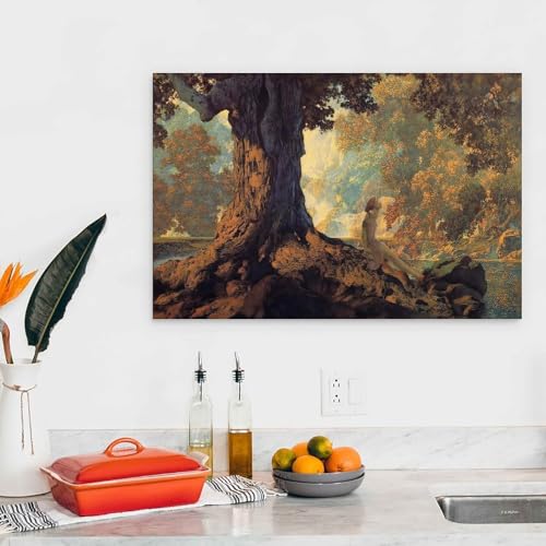 Tableaux muraux Maxfield Parrish 1928 impression forêt dorée