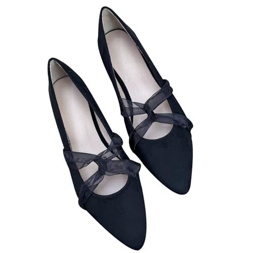JiangWei Shu Women's Pointed Toe Ballet Flats Comfortable Casual Slip-on Flats Shoes Soft Office Shoes