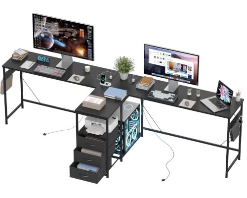 YOSHOOT 2 Person Computer Desk 87 Long Gaming Desk for 2 People