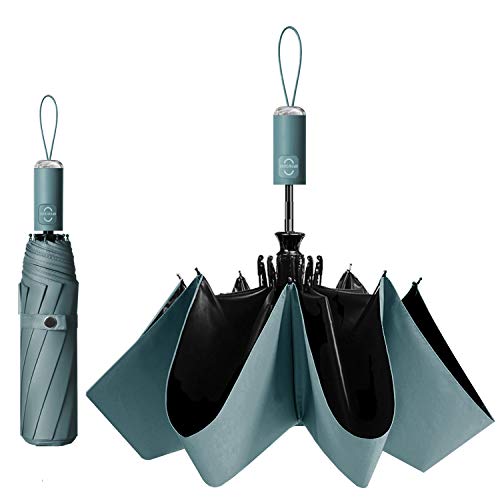 日傘 折りたたみ傘 晴雨兼用 ワンタッチ自動開閉 UVカット 紫外線遮断 遮光 遮熱 折り畳み傘 10本骨 高強度グラスファイバー 耐風撥水 メンズ レディース 梅雨対策 台風対応 携帯便利 おりたたみ傘 収納ポーチ付き (サックスブルー)