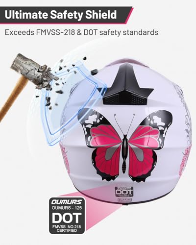 Image of Youth Dirt Bike Helmet DOT Certified for Boys & Girls Ages 5-14, Four Wheeler, Motocross, BMX, MX, UTV, Go Kart, Racing, Skateboard, Baseball