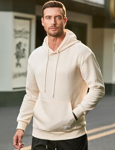 JMIERR Mens Hoodies Sweatshirts Texture Hooded Collar Drawstring Long Sleeve Casual Pullover Shirt2
