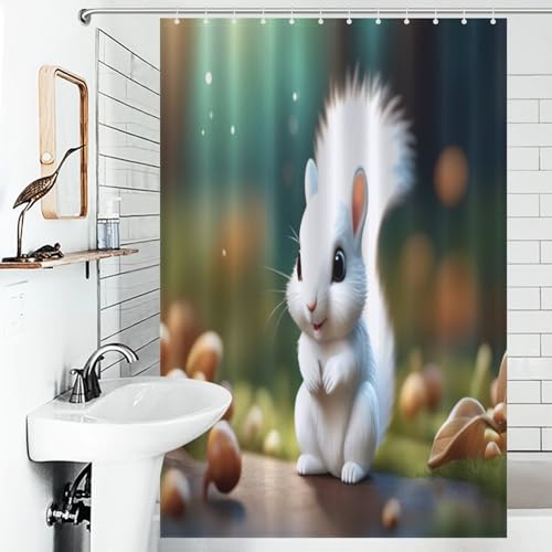 Rideau de douche écureuil mignon en tissu polyester imperméable 122x183cm - 6