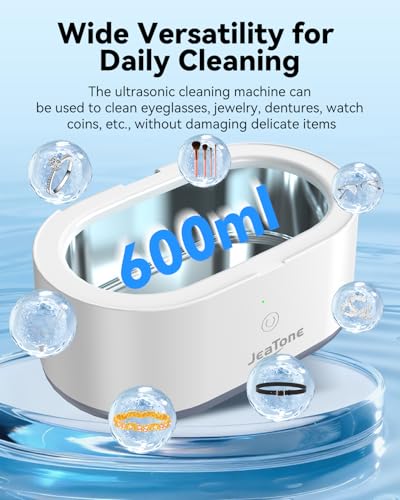 Image of JeaTone Jewelry Cleaner Machine 20oz Jewelry Cleaner for All Jewelry, Eyeglasses, Rings, Gold, Diamond, Retainer, Dentures (Gray)