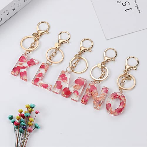 Howah Flower Letter A - Z Initial Letter Resin Keychain Accessories Cute Premium Bag Charm #TOP2