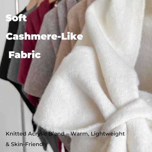 Shawl Wraps for Women – Oversized 73"×30" Knitted Poncho Cape, Soft Cashmere-Like Scarf, Elegant Wraps for Office & Travel4