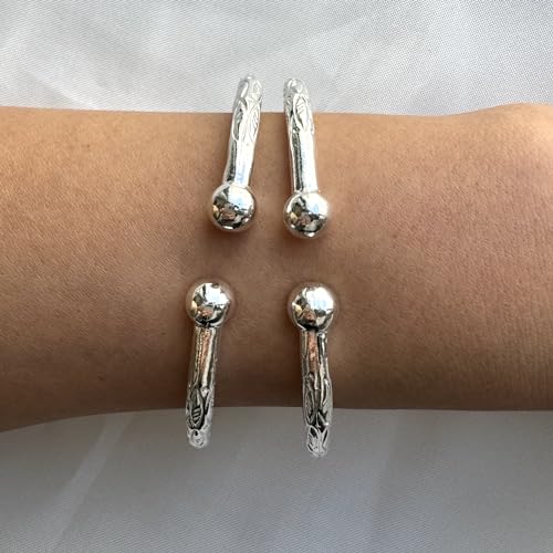 Ball Solid .925 Sterling Silver West Indian Bangles (Pair) MADE IN USA3