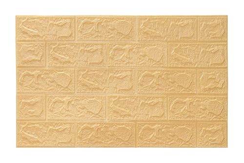 Papel pintado 3D autoadhesivo de ladrillo, paneles pared autoadhesivos, papel impermeable for dormitorio, sala estar y TV(Beige)