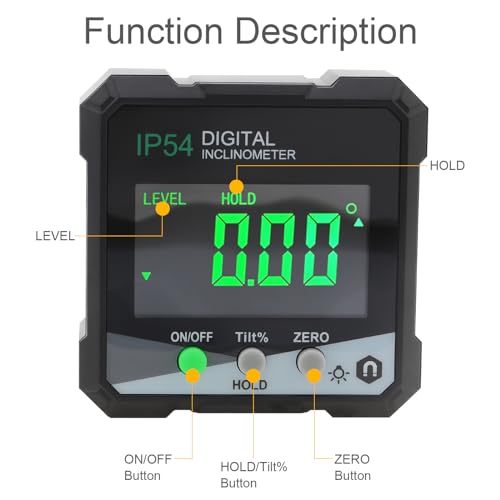 Smgda Digital Level Angle Gauge Meter, Magnetic Protractor Inclinometer, Angle Finder Level Box with AAA Battery and screwdriver for Woodworking, Table Saw,Construction with Magnetic Base
