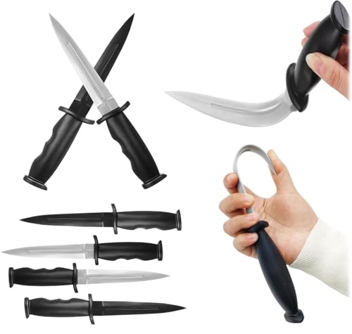 LNGJIN 4 Stück Gummi Trainingsmesser， Gefälschte Gummimesser，Rubber Training Knife，Übungsmesser，Training Knife für Kampfkunst Training Requisite，Trainingswaffe，Gefälschtes Scherzmesser