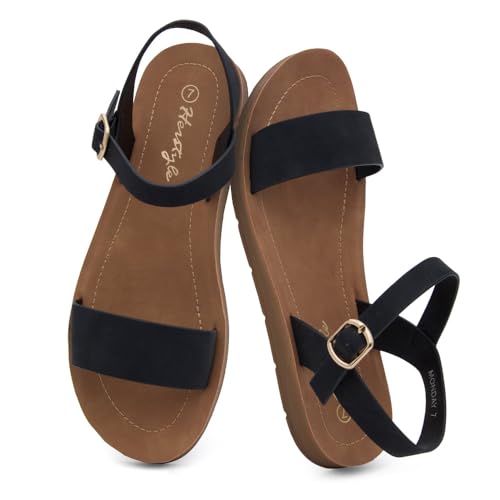 Herstyle Flat Sandals for Women – Open Toe 1 Band Ankle Strap Summer Dressy Sandals, Lightweight Casual Strappy Slip-On Flats with Adjustable Buckle2