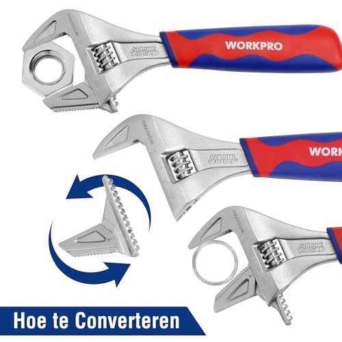 WORKPRO 2-in-1 moersleutel en stekkertang, met grote opening 42 mm en handgreep van twee materialen, lengte 200 mm - Afbeelding 5