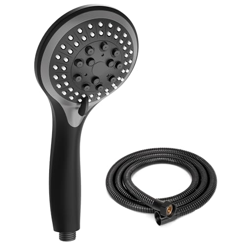 Vehhe Cabezal De Ducha Y Manguera De 1,5 M, Cabezal De Ducha De Alta Presión Y Manguera Con 5 Modos De Pulverización, Ahorro De Agua De Energía Para Adultos, Niños, Mascotas Negro Y Gris Vehhe Cabezal De Ducha Y Manguera De 1,5 M, Cabezal De Ducha De Alta Presión Y Manguera Con 5 Modos De Pulverización, Ahorro De Agua De Energía Para Adultos, Niños, Mascotas Negro Y Gris