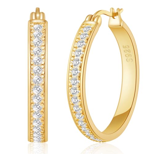 BMMYE Grandes boucles d'oreilles créoles pour femme en strass brillants oxyde de zirconium, pour...