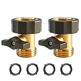 Xiny Tool Garden Hose Shut Off Valve, 2 Pack 3/4 Inch Heavy Duty Brass Water Shut Off Valve, Garden Hose Connector Extended Handle with 4 Extra Rubber Washers