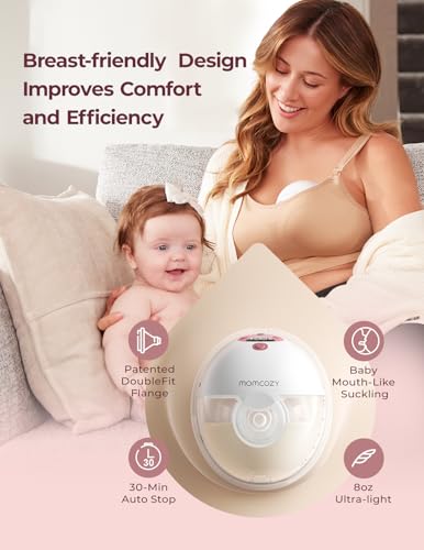 Momcozy M5 Smart APP Controlled Wearable Breast Pump, Hands-Free Wireless Electric Pump, 3 Modes 9 Suction Levels, BPA-Free, Portable Lightweight, 24mm Flange, 2-Pack Cozy Red - Image 5