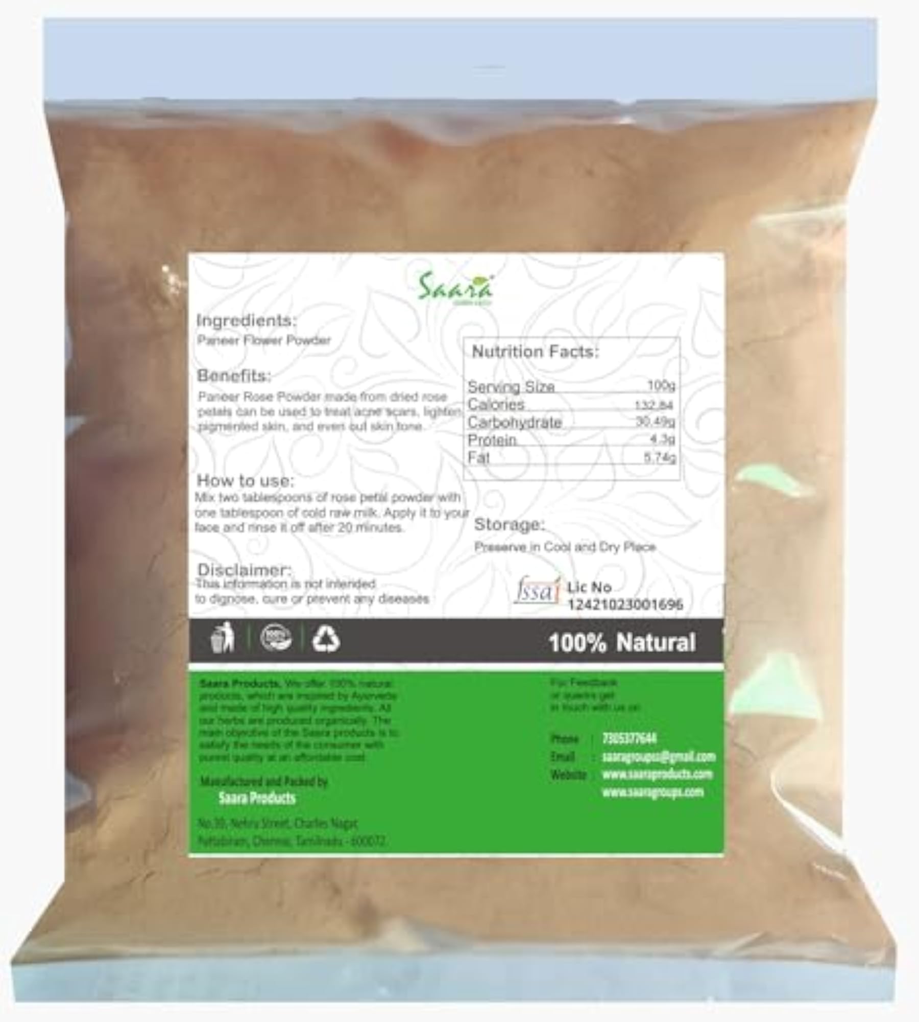 Paneer Dodi Powder 550g, Herbal Natural Remedy