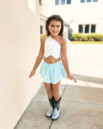 Image of Stelle Girls Flowy Shorts with Pockets Athletic Running Skirt High Waist Butterfly 2 in 1 Sports Short 5-16 Years