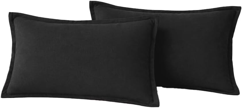 Native Fab Throw Pillow Covers 2 Pack, 12x20 Inches, 100% Cotton, Heavy Duty, Fade Resistant, Modern Cushion Cases, Great for Sofa, Chair, Couch, Bedroom, Car, Home Decor, Living Room, Black