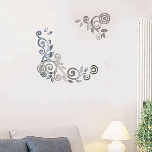 Adesivo de parede espelhado de acrílico 3D BESPORTBLE DIY Rattan Decalques de parede decoração de sa