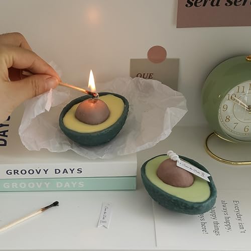Avocado Shaped Scented Candle,90G Aroma Soy Wax Decorative Candle for Table Photo Prop Birthday,Prefect Gift for Meditation Stress Relief Mood Boosting Bath