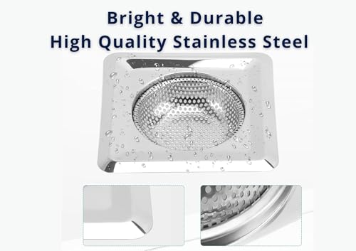 Image of Giffy 11.5cm Stainless Steel Square Kitchen Sink Strainer Jali, Anti Clogging, Vegetable Hair Catcher Basin Basket Filter Drainer for Home Office Hotel 1 Pcs