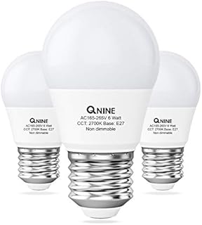 QNINE Warm White E27 Screw Bulb, 540lm, 6W (60W Equivalent), LED Golf Balls, 2700K, Non-Dimmable, 3-Pack