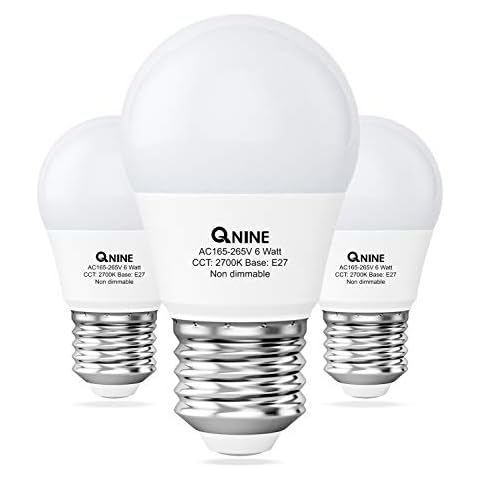 QNINE Warm White E27 Screw Bulb, 540lm, 6W (60W Equivalent), LED Golf Balls, 2700K, Non-Dimmable, 3-Pack Cover