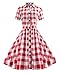 Women's 1950s Vintage Cap Sleeve V Neck Plaid Swing Dress with Pockets