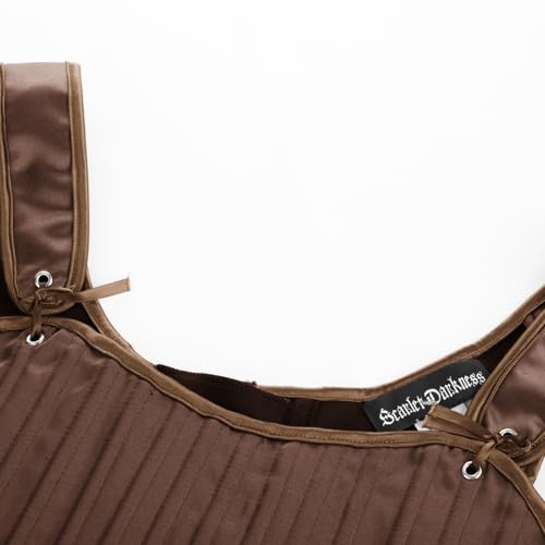 Image of Scarlet Darkness Women Renaissance Corset Vintage Overbust Bustier Bodyshaper Tops Brown Size 10