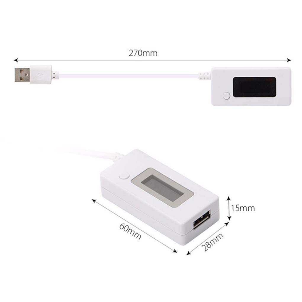 ARCELI Retroilluminazione LCD a coda bianca Display digitale LCD Misuratore di voltaggio di carica amperometro con amperometro USB
