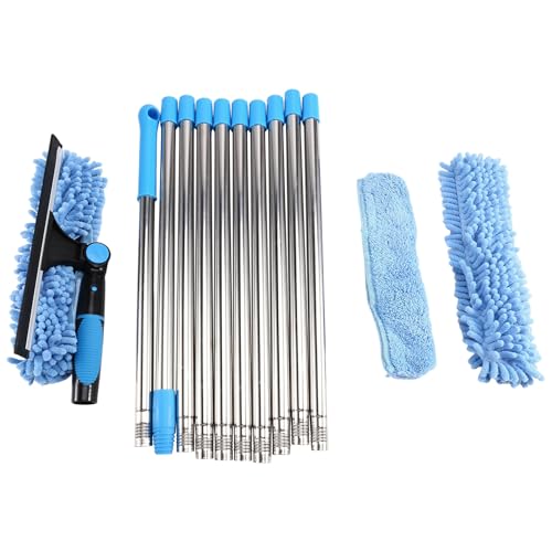 Uxsjakjsd Kit de Nettoyage de Vitres 2 en 1, 425 Cm, Double Face, Plumeau, Serpillière, Chiffon de Nettoyage pour Vitres 2 en 1