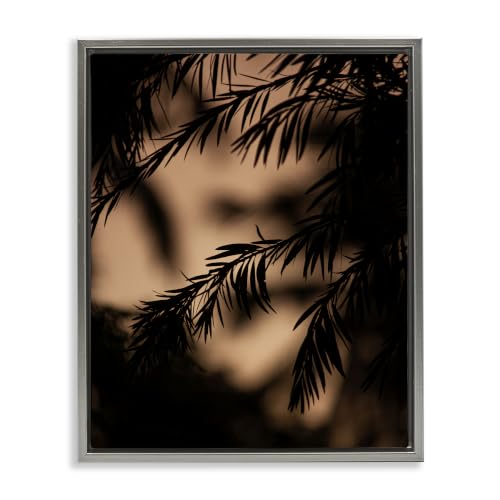 'Night Silhouette Tree Leaves'| Floating Frame Canvas Art