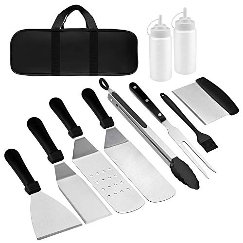 Minishark Griddle Accessories Tools Set,BBQ Kit Restaurant Grade Stainless Steel Griddle Spatula Set for Flat Top Grill Professional Spatulas Tool Kit for Men Dad Husband Father Chef