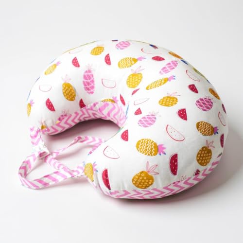 Image of VParents Multipurpose Baby Feeding Nursing Cum Maternity Pillow for New Born Cotton, Recommended for Maternity, Nursing, Medical Fruity (Pink) 110589