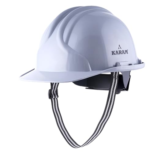 Image of KARAM PN581 Safety Industrial Helmet for Men | Light Weight with Ratchet Type Adjustment | Comfortable Fit & Durable Hard Hat | EN Certified | Grey